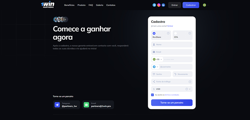 1win partners cadastro