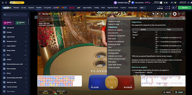 Bac Bo 1win pagamentos